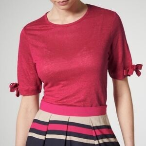LK Bennett TJ Chloee Shirt In Fuchsia Linen